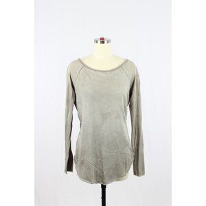 COTTON CITIZEN Vintage Taupe Grey Cotton Scoop Neck Raglan T-Shirt Top, Size S